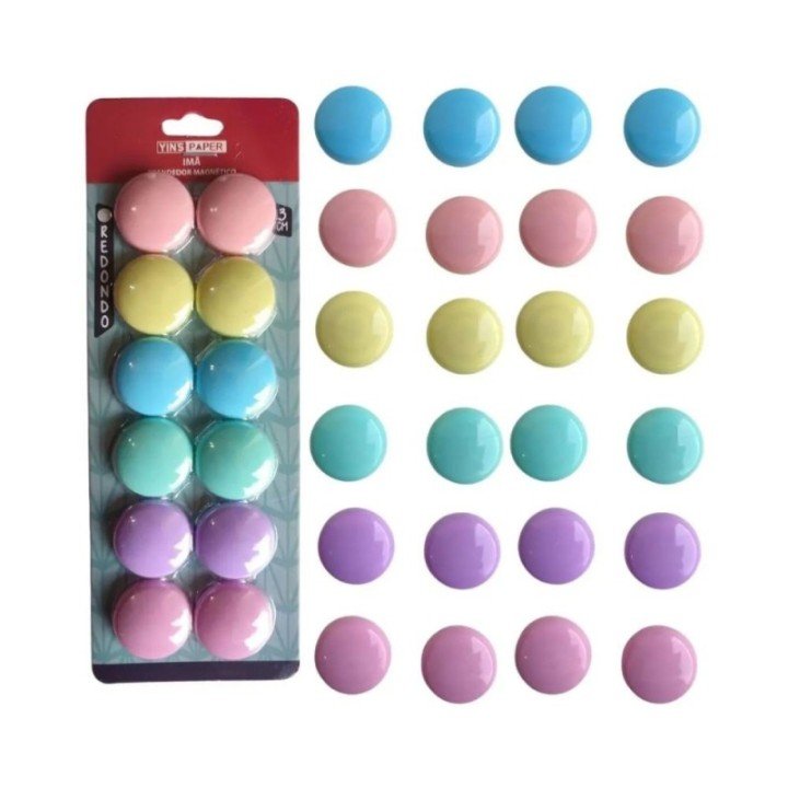 IMÃ TONS PASTÉIS 3CM C/ 12 SORTIDOS