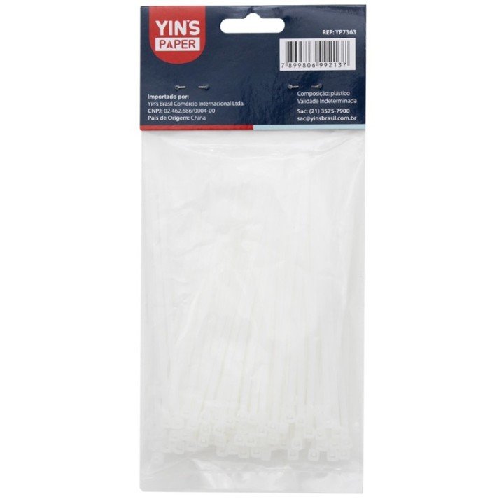 ABRAÇADEIRA DE NYLON BRANCO 2,5X100MM C/ 100 UND