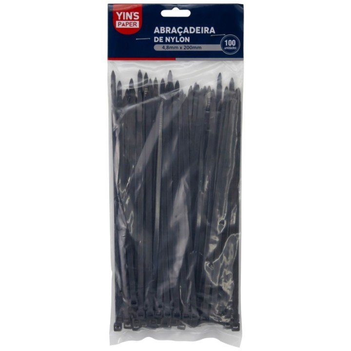 ABRAÇADEIRA DE NYLON PRETO 4,8X200MM C/ 100 UND