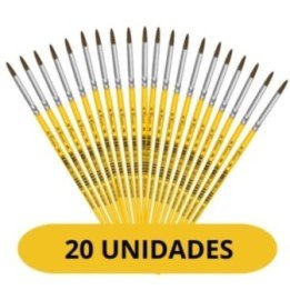 Kit 20 Pinceis Redondos Escolar Tamanho 02 Pintura Infantil Guache Artesanato Acrilica Tela Tecido