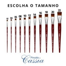 Pincel Chato Artistico Cabo Curto Ref.123 - Pincéis Cassia (Escolha o Tamanho)