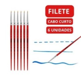 Kit 6x Pincel Filete Artistico Assinatura Cabo Curto Ref. 215 - Pincéis Cassia