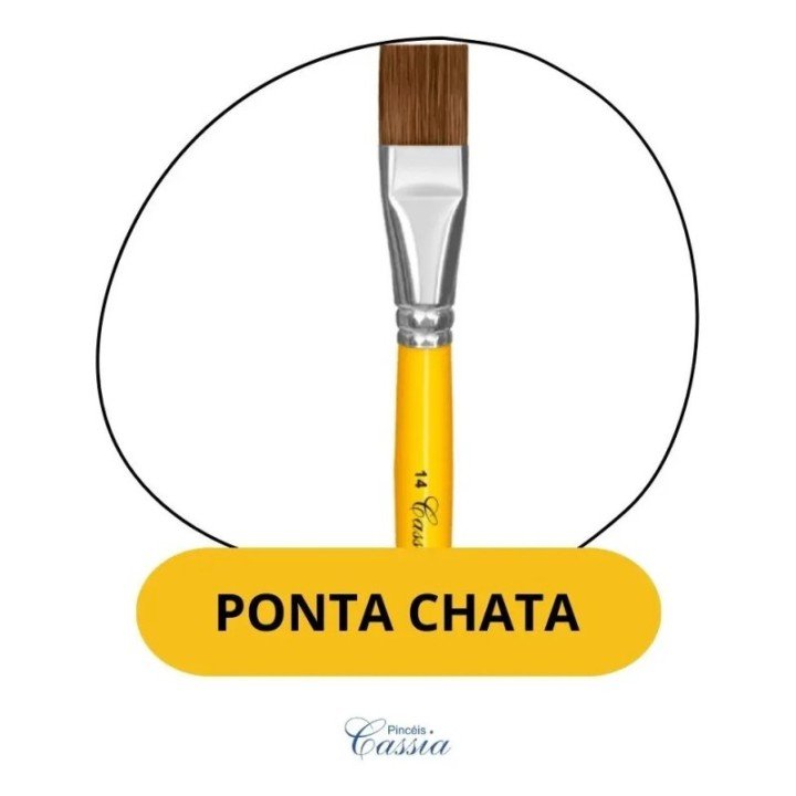Kit 6 Pincéis Chatos Cassia N°14 Para Pintura Escolar Marrom
