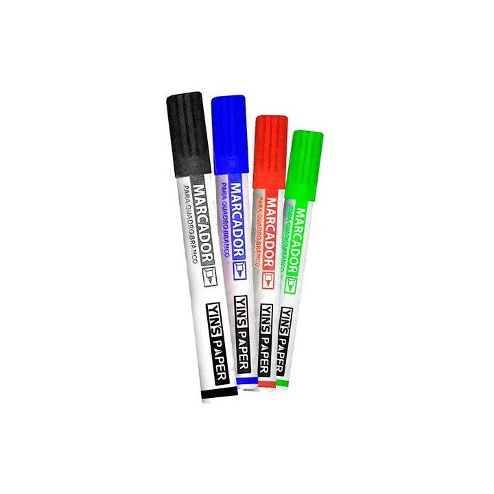 Marcador Quadro Branco Kit 4 Cores Ponta Fina Yins Paper