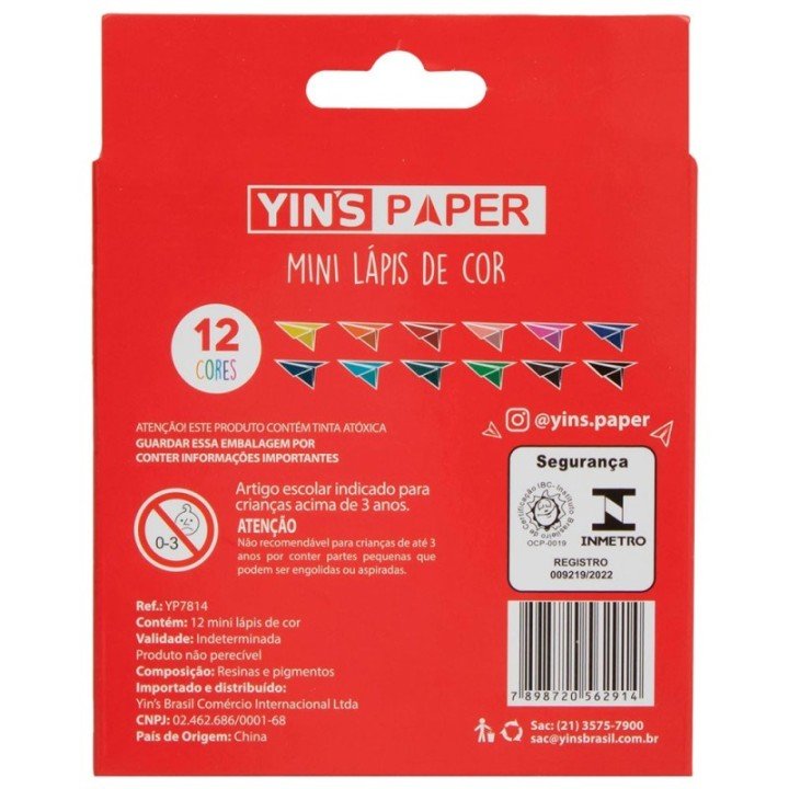 LÁPIS DE COR MINI RESINA SEXTAVADO 12 CORES