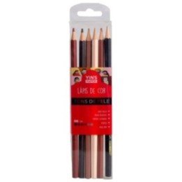 LÁPIS DE COR RESINA SEXTAVADO 6 CORES EM TONS DE PELE