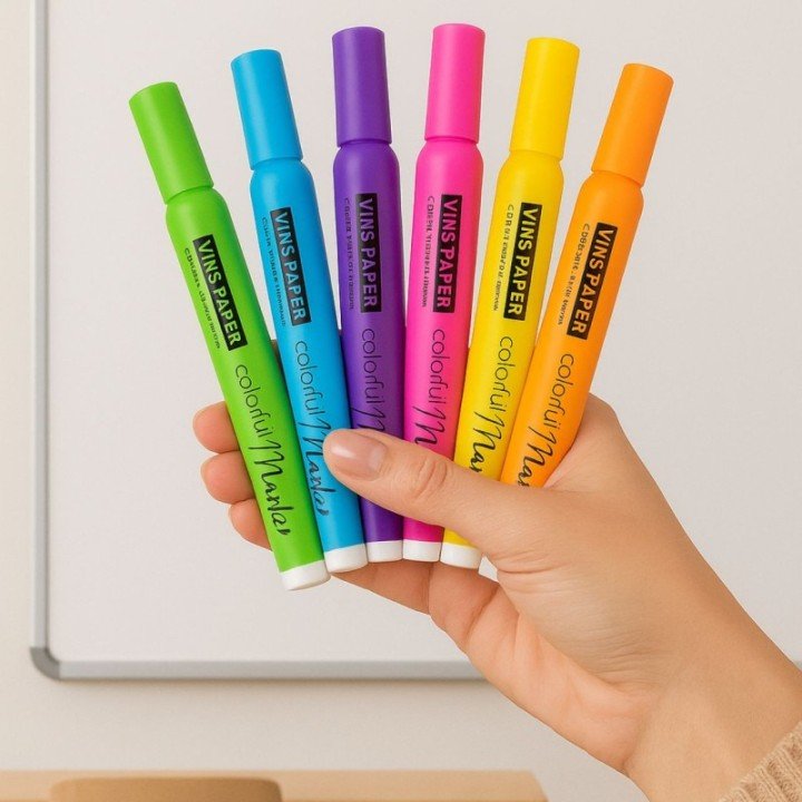 MARCADOR P/ QUADRO BRANCO NEON - KIT C/ 6 CORES