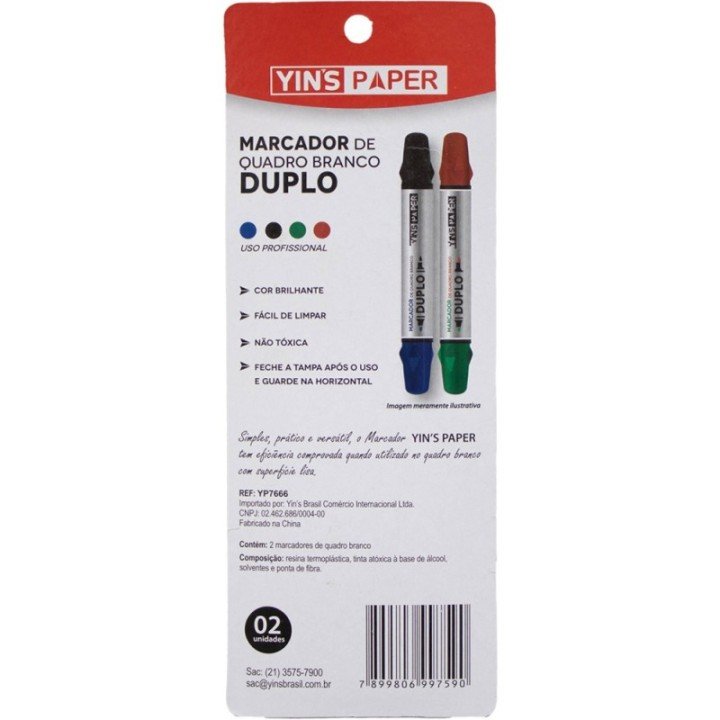 MARCADOR PARA QUADRO BRANCO DUPLO C/ 2 UN