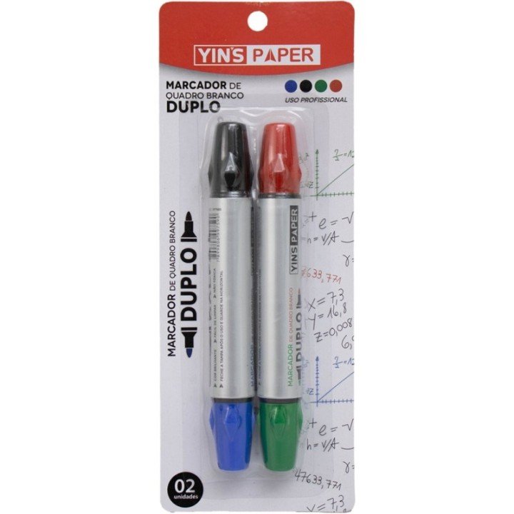MARCADOR PARA QUADRO BRANCO DUPLO C/ 2 UN